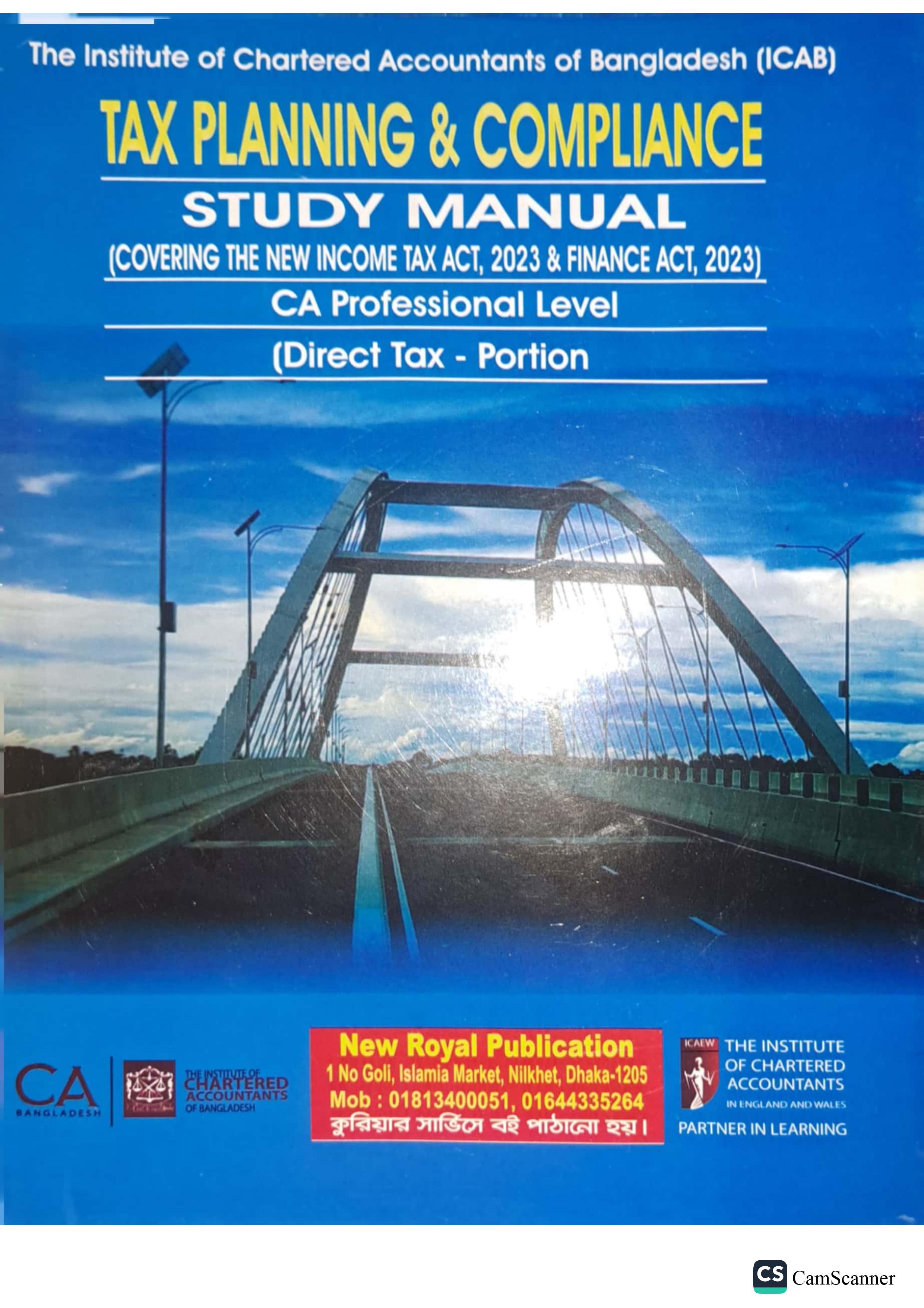 Tax Planning & Compliance Study Manual Covering finance, 2023